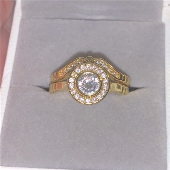 14k gold plated bridal ring set - Picture 1 of 12